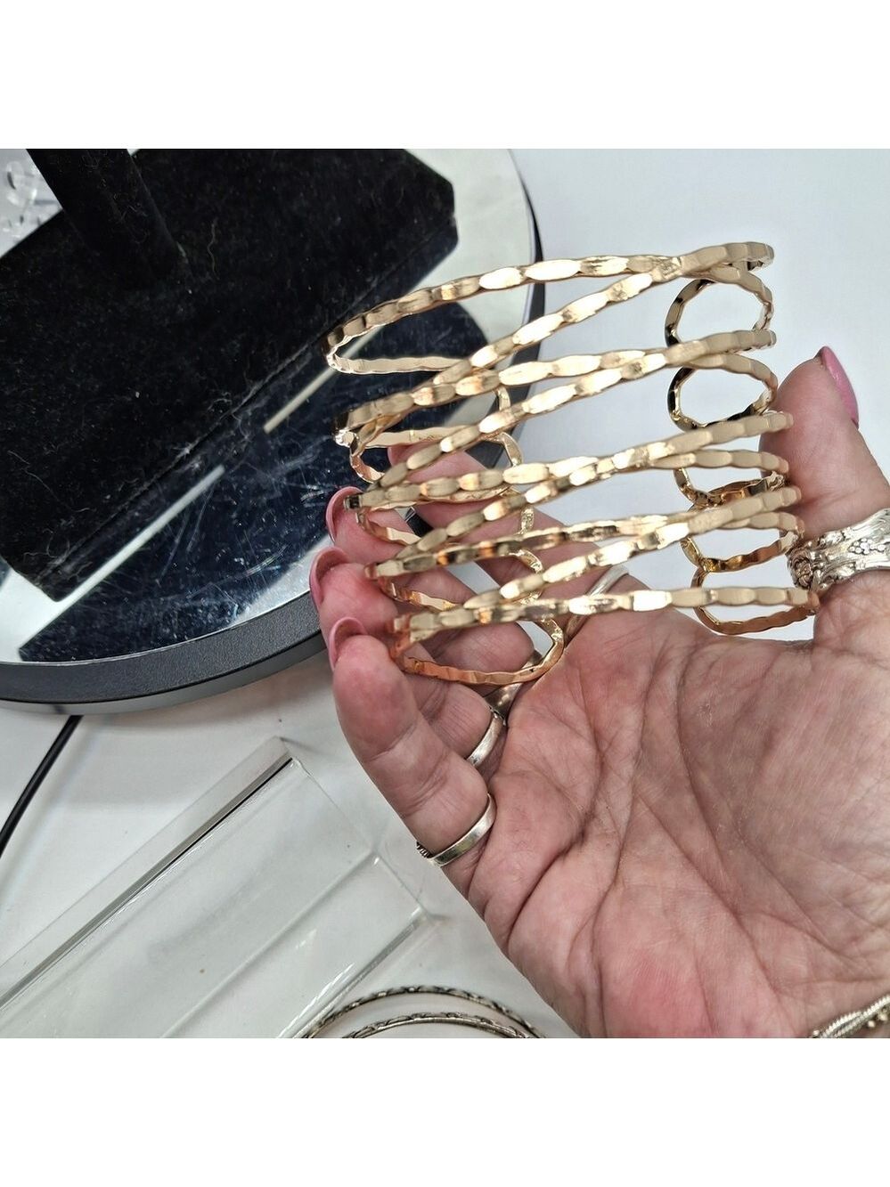 Goldtone Multi-Band Cuff Bracelet
